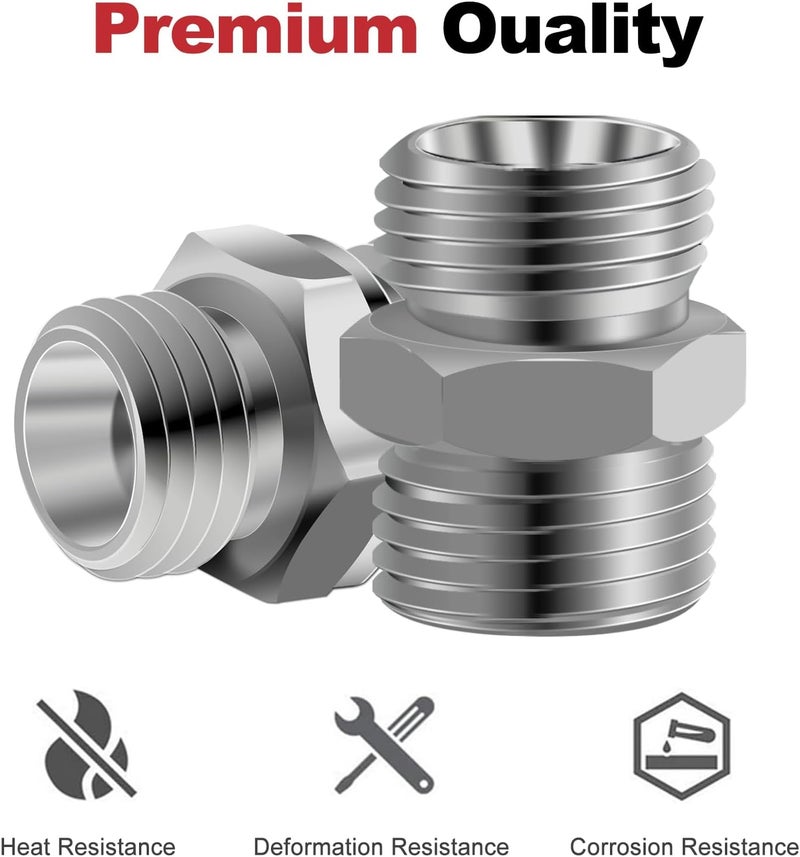 joytrace 2pcs M22 to M22 Carbon Stee Fittings Adapters for Mini Excavator Adapting, Reducing Or Enlarging Connect Such Air Pipe, Fuel Pipe, Water Pipe, Etc Full Port Straight Pipe Fitting Connector - Image 2